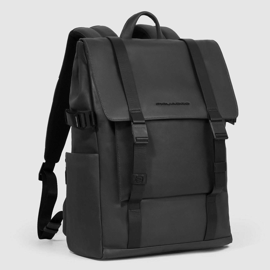 Backpacks Piquadro | Piquadro David Backpack Rfid Protection Leather 43 Cm Laptop Compartment