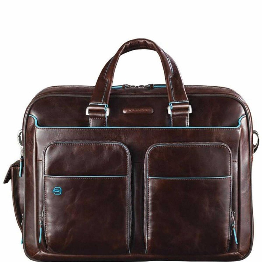 Business Piquadro | Piquadro Blue Square Briefcase Leather 41 Cm Laptop Compartment