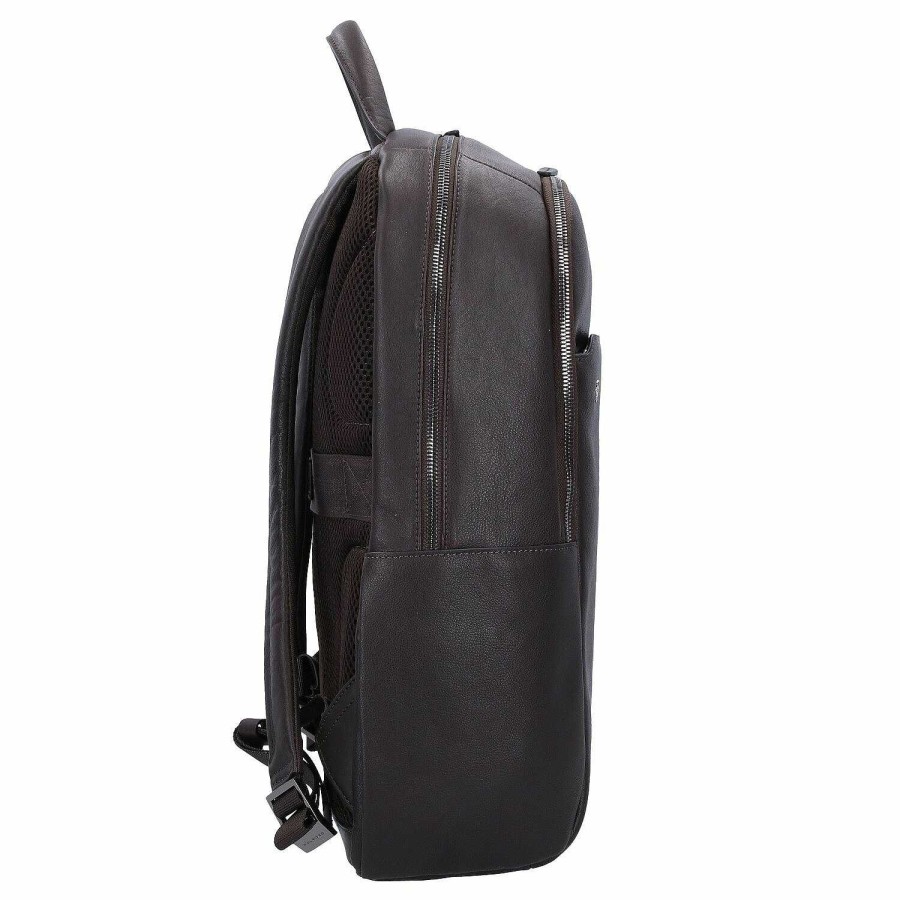 Business Piquadro | Piquadro Black Square Backpack Leather 44 Cm Laptop Compartment