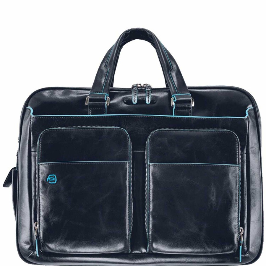 Business Piquadro | Piquadro Blue Square Briefcase Leather 41 Cm Laptop Compartment