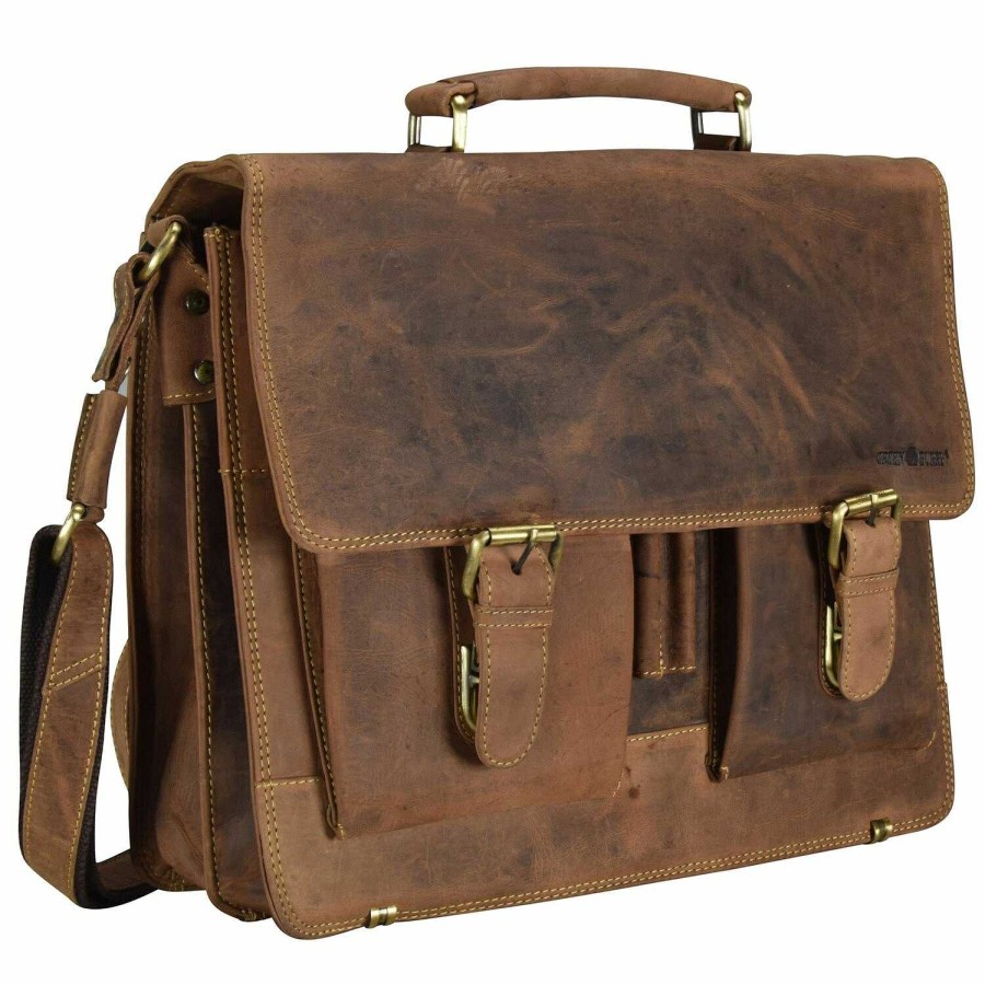 Business Greenburry | Greenburry Vintage Leather Briefcase 40 Cm Laptop Compartment