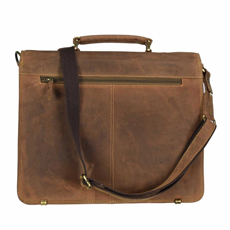 Business Greenburry | Greenburry Vintage Leather Briefcase 40 Cm Laptop Compartment