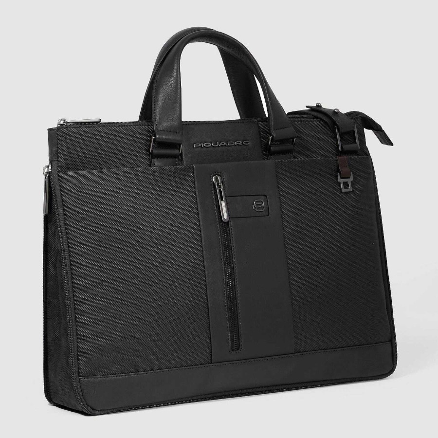 Business Piquadro | Piquadro Letter 2 Briefcase Rfid Protection Leather 42 Cm Laptop Compartment