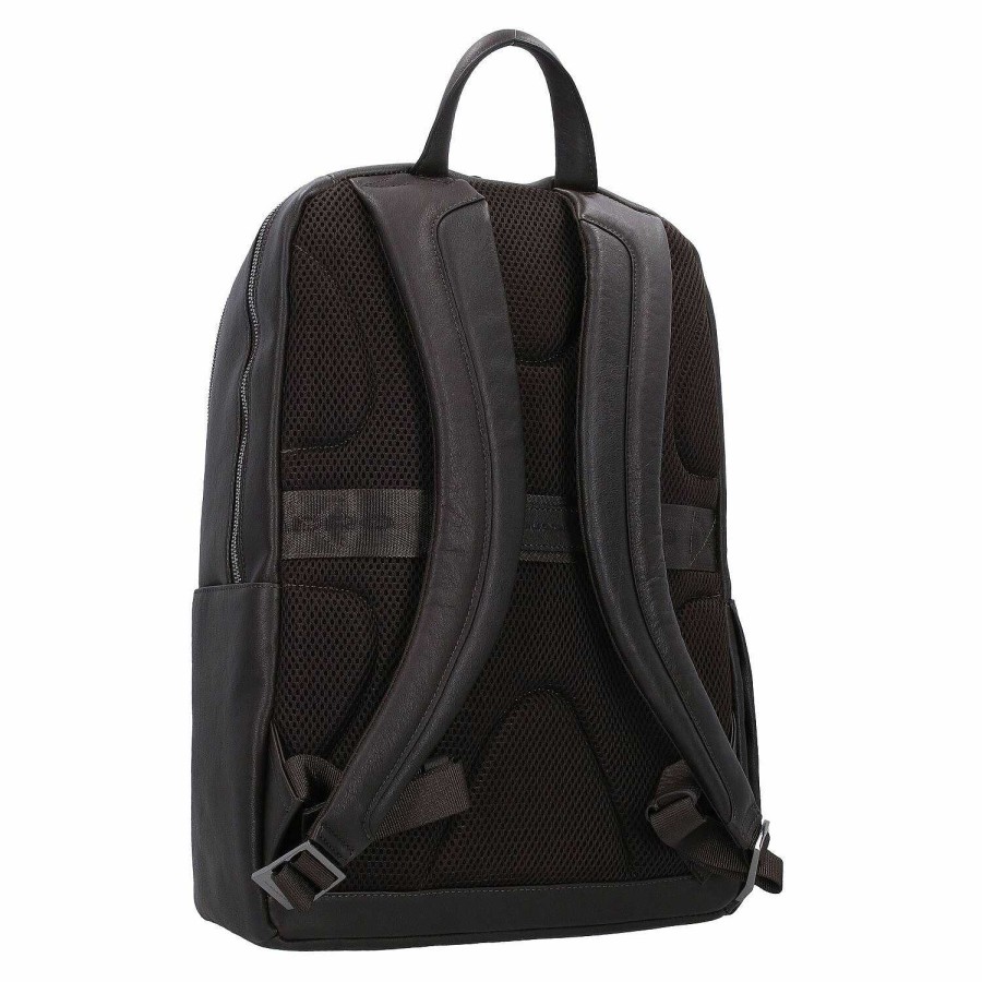 Business Piquadro | Piquadro Black Square Backpack Leather 44 Cm Laptop Compartment