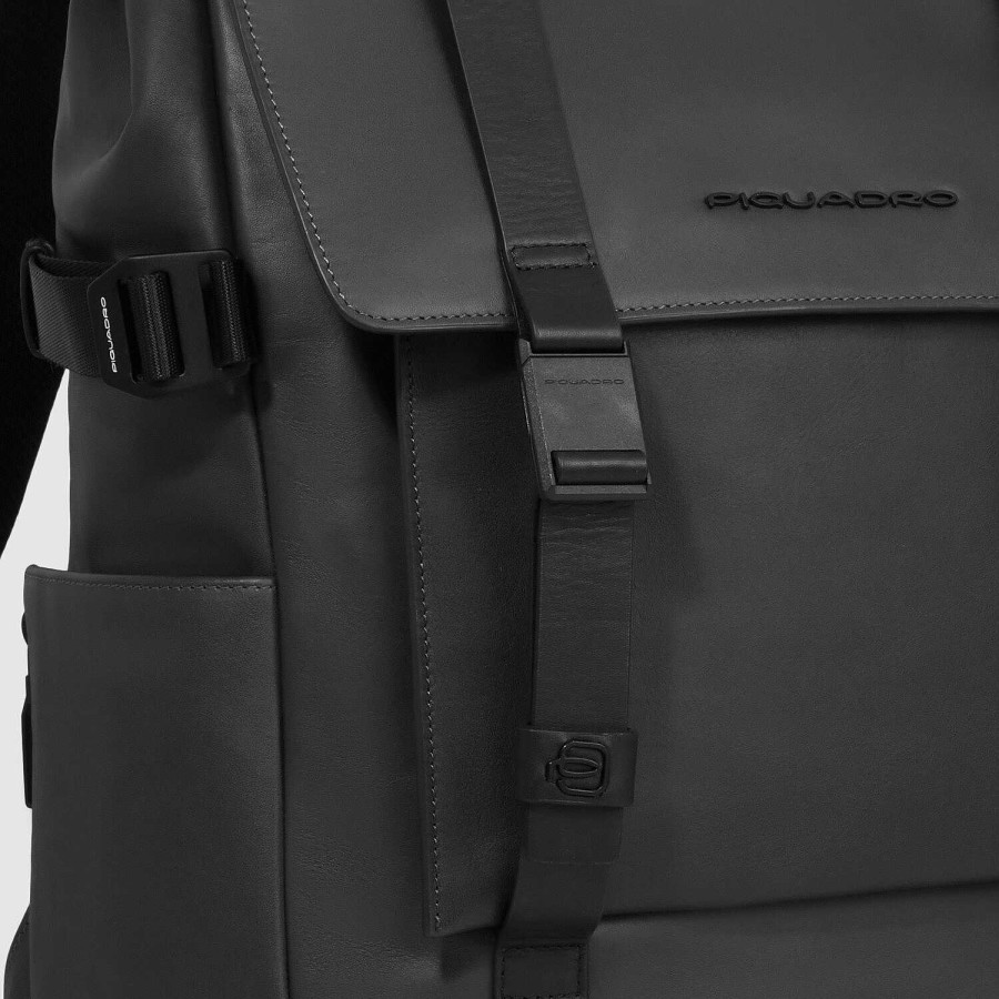 Backpacks Piquadro | Piquadro David Backpack Rfid Protection Leather 43 Cm Laptop Compartment