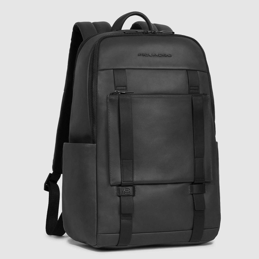 Backpacks Piquadro | Piquadro David Backpack Leather 43.5 Cm Laptop Compartment