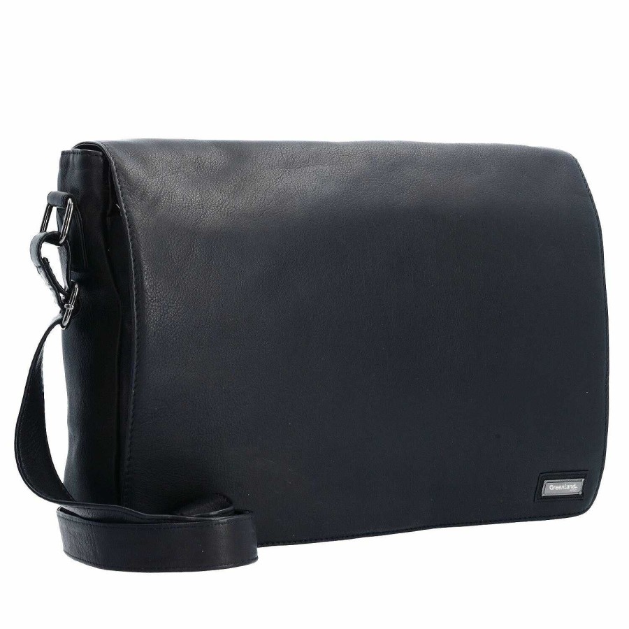 Business Greenland Nature | Greenland Nature Black Nappa Messenger Leather 38 Cm